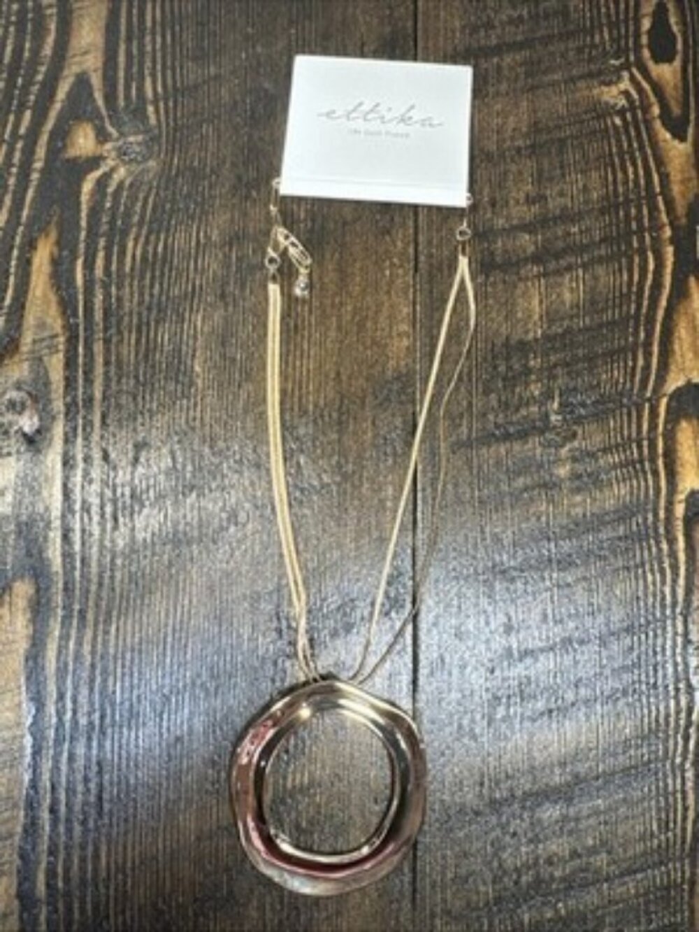 ettika Gold Multi-Chain Necklace with Organic Loop Pendant
